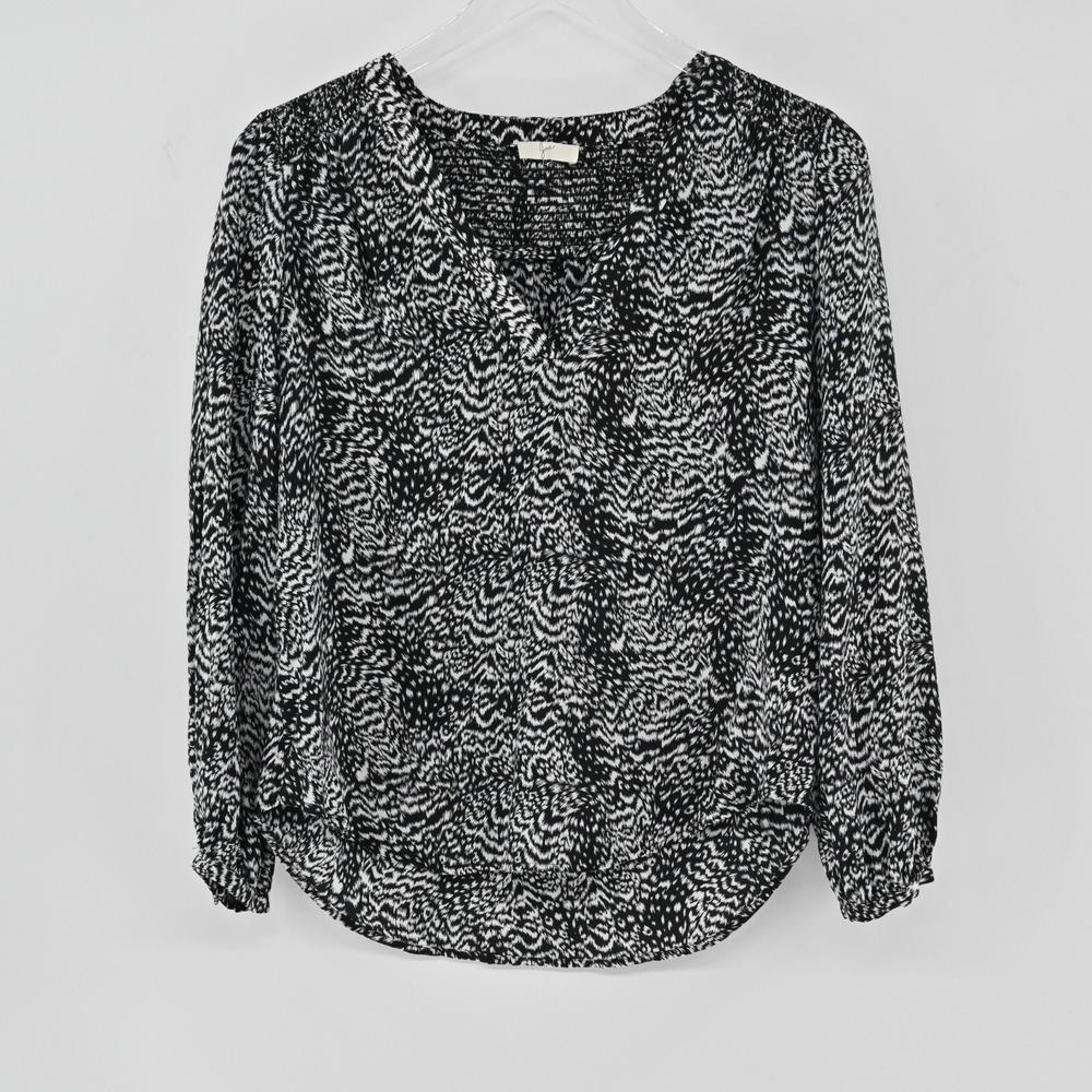 Joie Silk Animal Print Blouse Womens Size S Black White Top Abstract Capsule